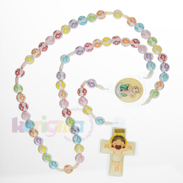 TERÇO INFANTIL COLOR. COM SAQUINHO ESTAMP. - PERSONALIZADO - MÃE RAINHA - Imagem 2
