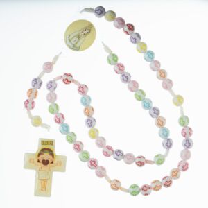 TERÇO INFANTIL COLOR. COM SAQUINHO ESTAMP. - PERSONALIZADO - NOS. SRA. DE FÁTIMA (cópia)